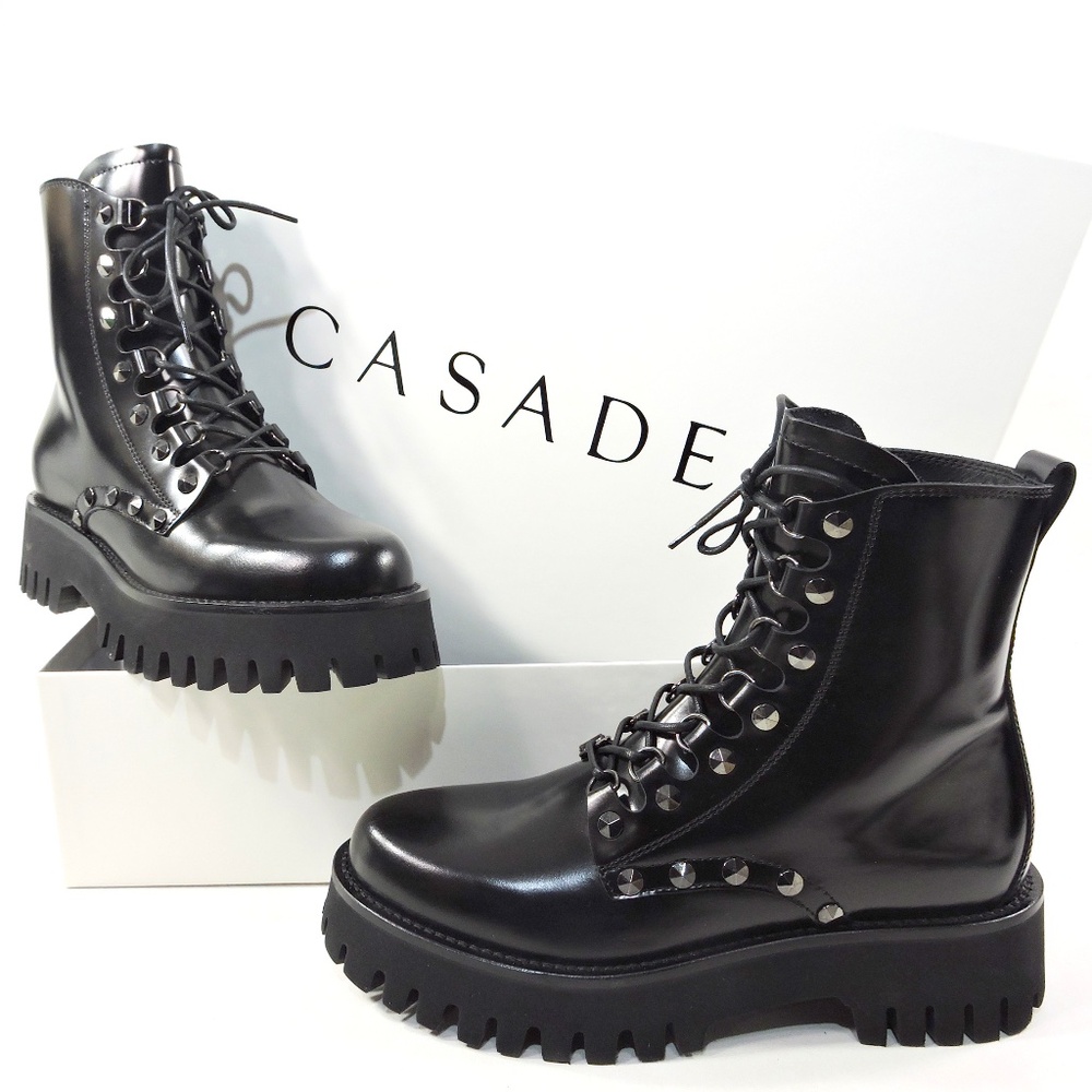 CASADEI 🇮🇹 WOMEN'S BLACK LEATHER WINTER ANKLE COMFORT BOOTIE - Picture 8 of 8